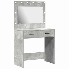 Sminkebord med LED-lamper Betonggrå 78,5x41x135 cm