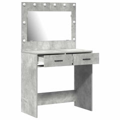 Sminkebord med LED-lamper Betonggrå 78,5x41x135 cm