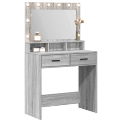 Sminkebord med LED-lamper Grå Sonoma 79x41x135 cm
