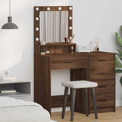 Sminkebord med LED-lys i Brun Eik 50x41x135 cm