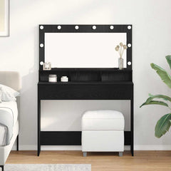 Sminkebord med LED-lamper - Svart Eik, 100x41x135 cm