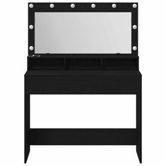 Sminkebord med LED-lamper - Svart Eik, 100x41x135 cm