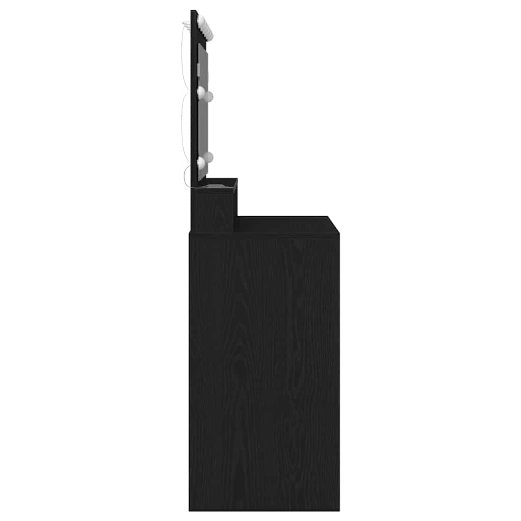 Sminkebord med LED-lamper - Svart Eik, 100x41x135 cm