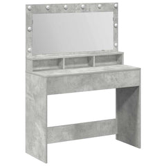 Sminkebord med LED-lys, Betonggrå, 100x41x135 cm