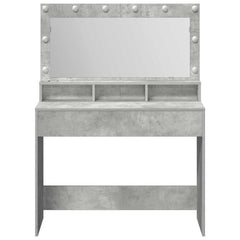 Sminkebord med LED-lys, Betonggrå, 100x41x135 cm
