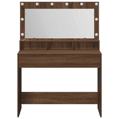 Sminkebord med LED-lamper, Brun Eik, 100x41x135 cm