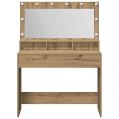 Sminkebord med LED Lys i Artisan Eik, 100x41x135 cm
