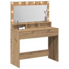 Sminkebord med LED Lys i Artisan Eik, 100x41x135 cm