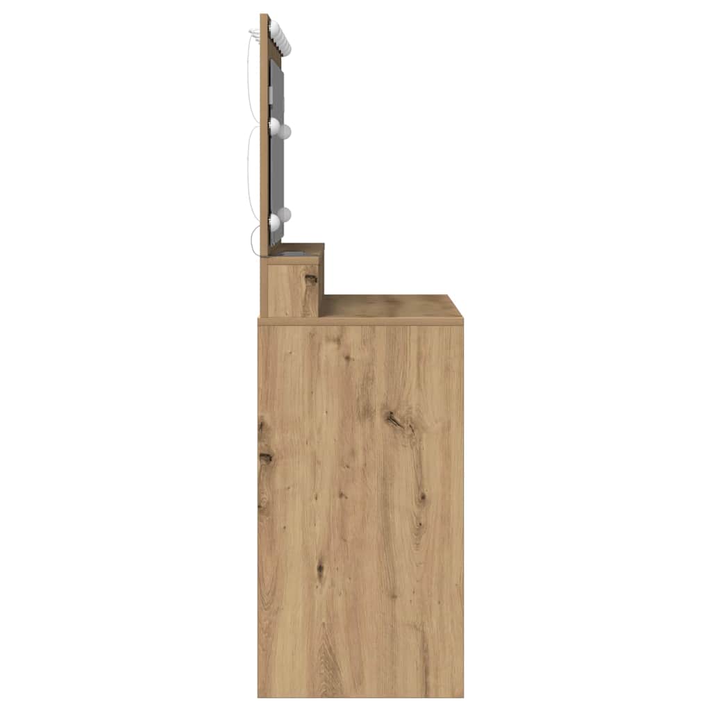Sminkebord med LED Lys i Artisan Eik, 100x41x135 cm