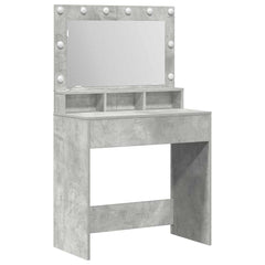Sminkebord med LED-lys Betonggrå 79x41x135 cm