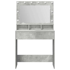 Sminkebord med LED-lys Betonggrå 79x41x135 cm