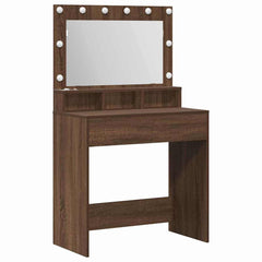 Sminkebord med LED-lamper i Brun Eik 79x41x135 cm