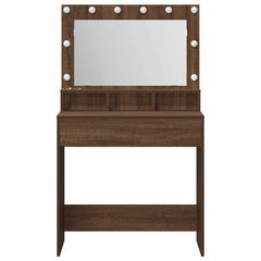 Sminkebord med LED-lamper i Brun Eik 79x41x135 cm