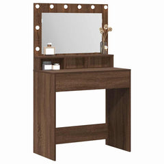 Sminkebord med LED-lamper i Brun Eik 79x41x135 cm