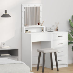Sminkebord med LED-lamper Hvit 50x41x135 cm