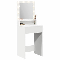 Sminkebord med LED-lamper Hvit 50x41x135 cm