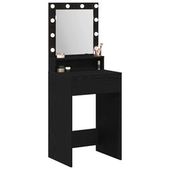 Sminkebord med LED-lamper - Svart Eik, 50x41x135 cm