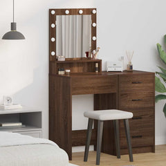 Sminkebord med LED Lys - Brun Eik - 50x41x135 cm