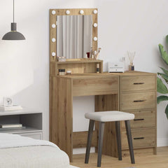 Sminkebord med LED-lamper i Artisan Eik 50x41x135 cm