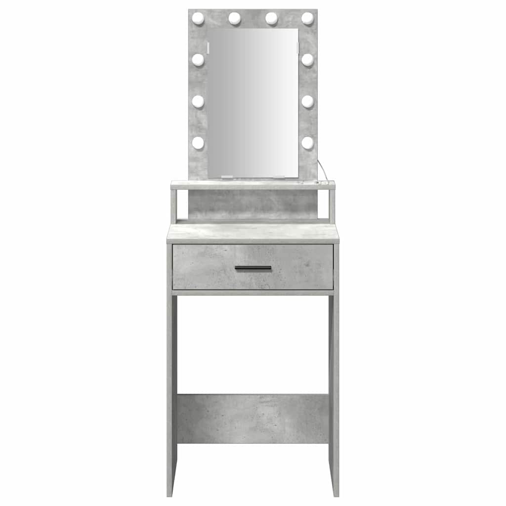 Sminkebord med LED-lamper Betonggrå 50x41x140 cm
