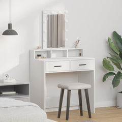 Sminkebord med LED-lamper Hvit 79x41x140 cm