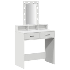Sminkebord med LED-lamper Hvit 79x41x140 cm