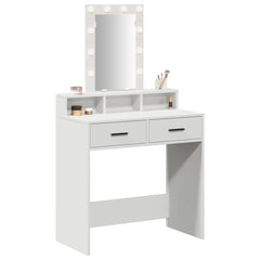 Sminkebord med LED-lamper Hvit 79x41x140 cm