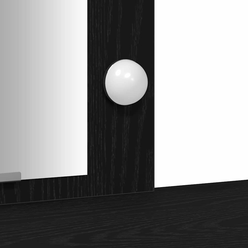 Sminkebord med LED-lamper Svart eik 102x33x135 cm