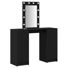 Sminkebord med LED-lamper Svart eik 102x33x135 cm