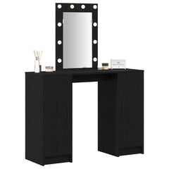 Sminkebord med LED-lamper Svart eik 102x33x135 cm