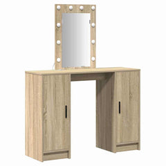 Sminkebord med LED-lamper i Sonoma eik, 102x33x135 cm