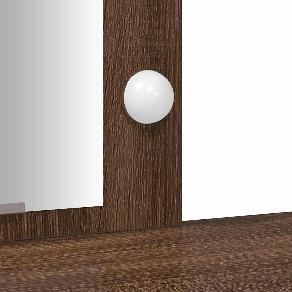 Sminkebord med LED-belysning Brun Eik 102x33x135 cm