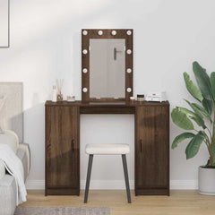 Sminkebord med LED-belysning Brun Eik 102x33x135 cm