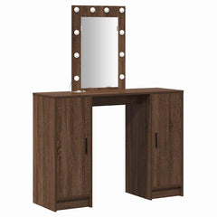 Sminkebord med LED-belysning Brun Eik 102x33x135 cm