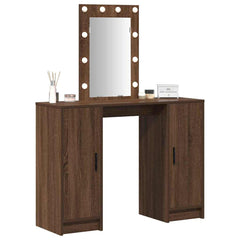 Sminkebord med LED-belysning Brun Eik 102x33x135 cm