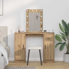 Sminkebord med LED-lamper Kunstnerisk Eik 102x33x135 cm