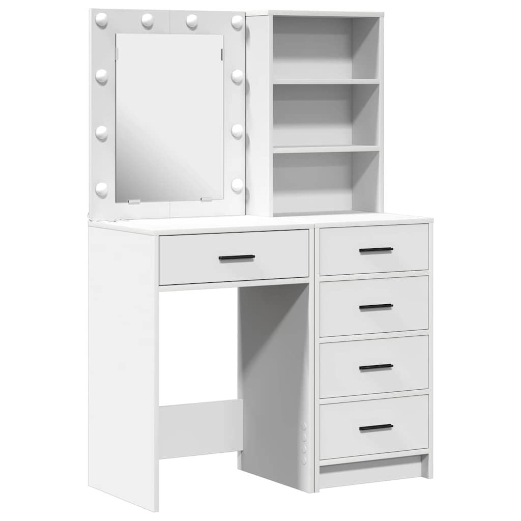 Sminkebord med skuff 2 pcs Hvit 50 x 41 x 135 cm Konstruert tre
