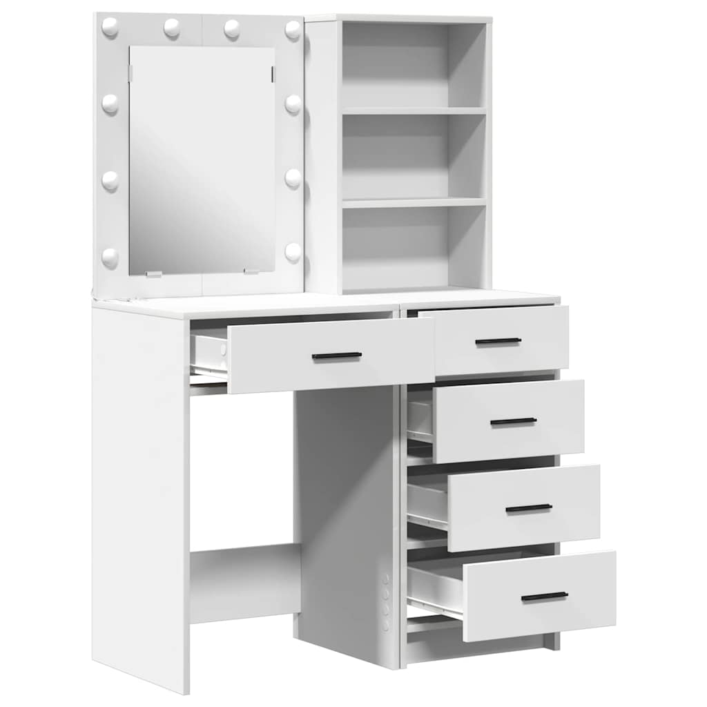 Sminkebord med skuff 2 pcs Hvit 50 x 41 x 135 cm Konstruert tre