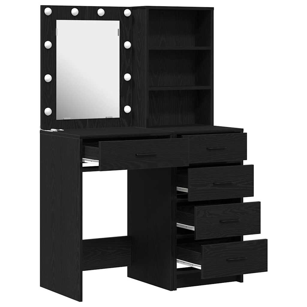 Sminkebord 2 pcs Svart 50 x 41 x 135 cm Konstruert tre
