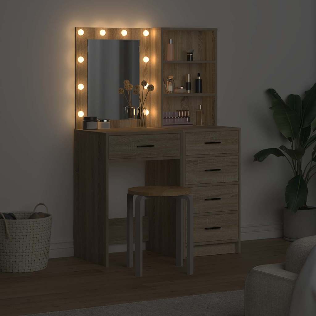 Sminkebord med skuff 2 pcs Brun 50 x 41 x 135 cm Konstruert tre