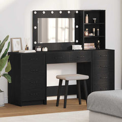 Sminkebord 3 pcs Svart 40 x 41 x 135 cm Konstruert tre