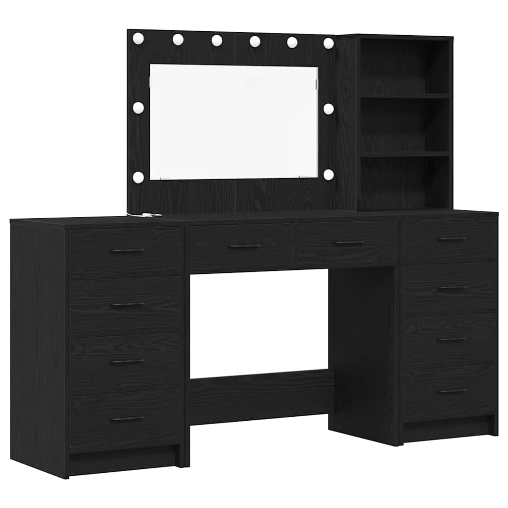 Sminkebord 3 pcs Svart 40 x 41 x 135 cm Konstruert tre