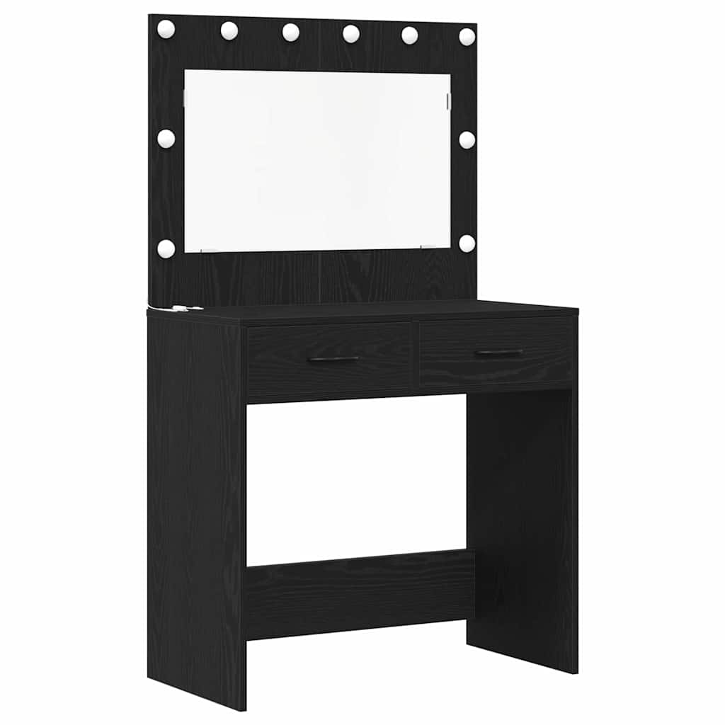Sminkebord 3 pcs Svart 40 x 41 x 135 cm Konstruert tre