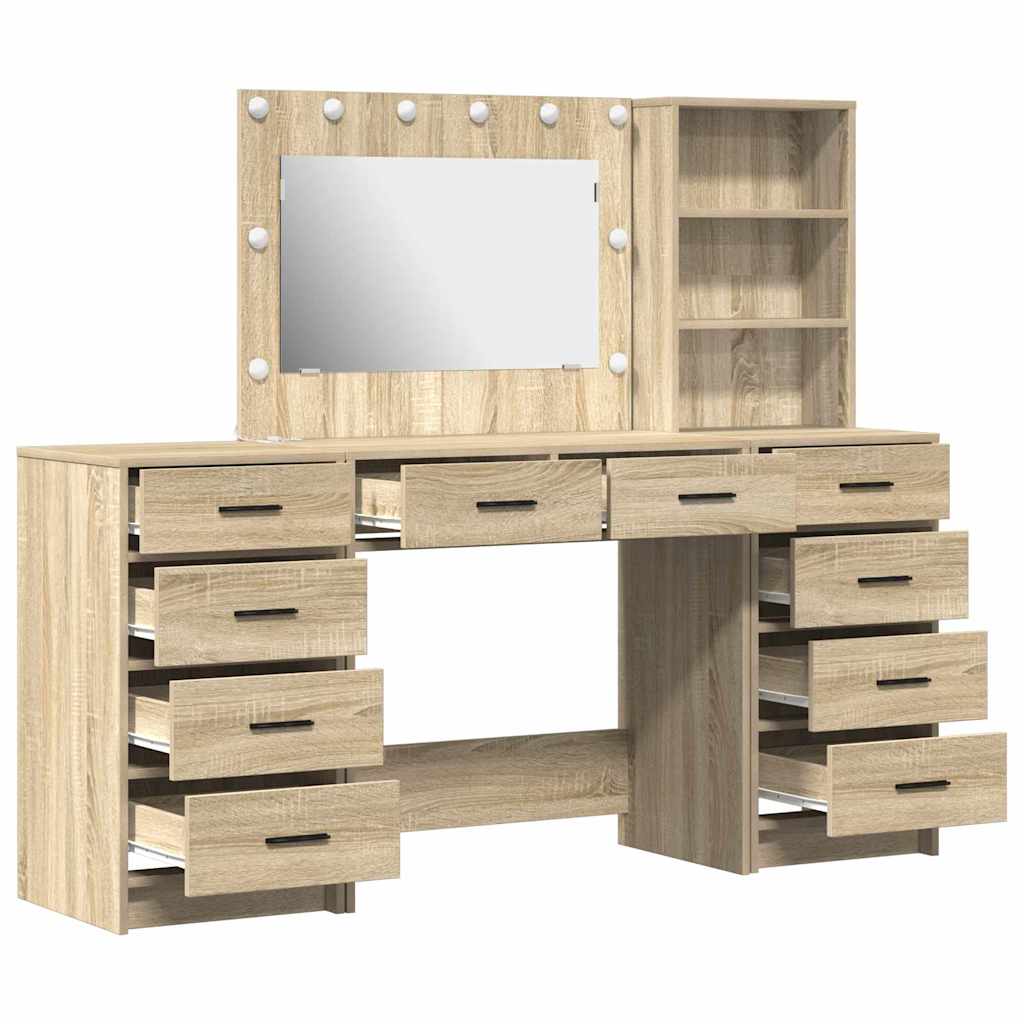 Sminkebord med skuff 3 pcs Brun 40 x 41 x 135 cm Konstruert tre