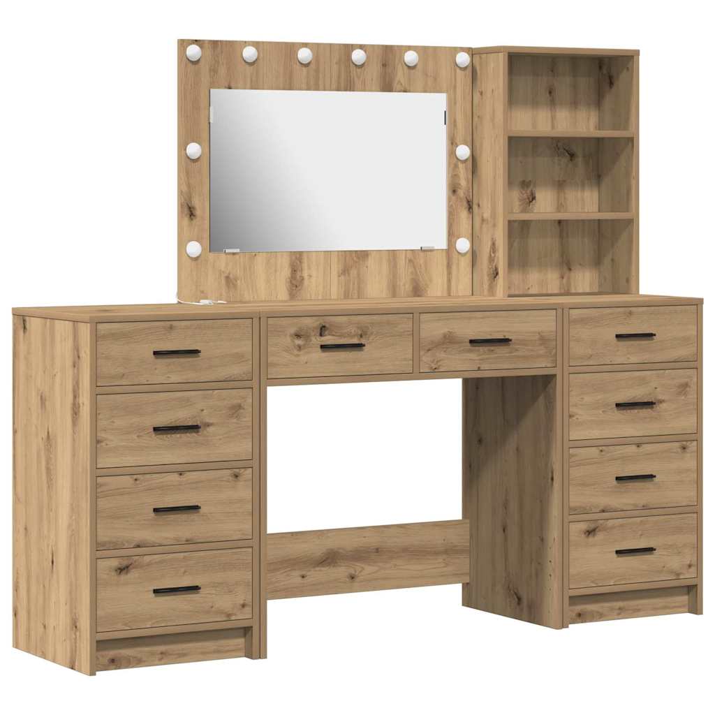 Sminkebord med skuff 3 pcs Brun 40 x 41 x 135 cm Konstruert tre