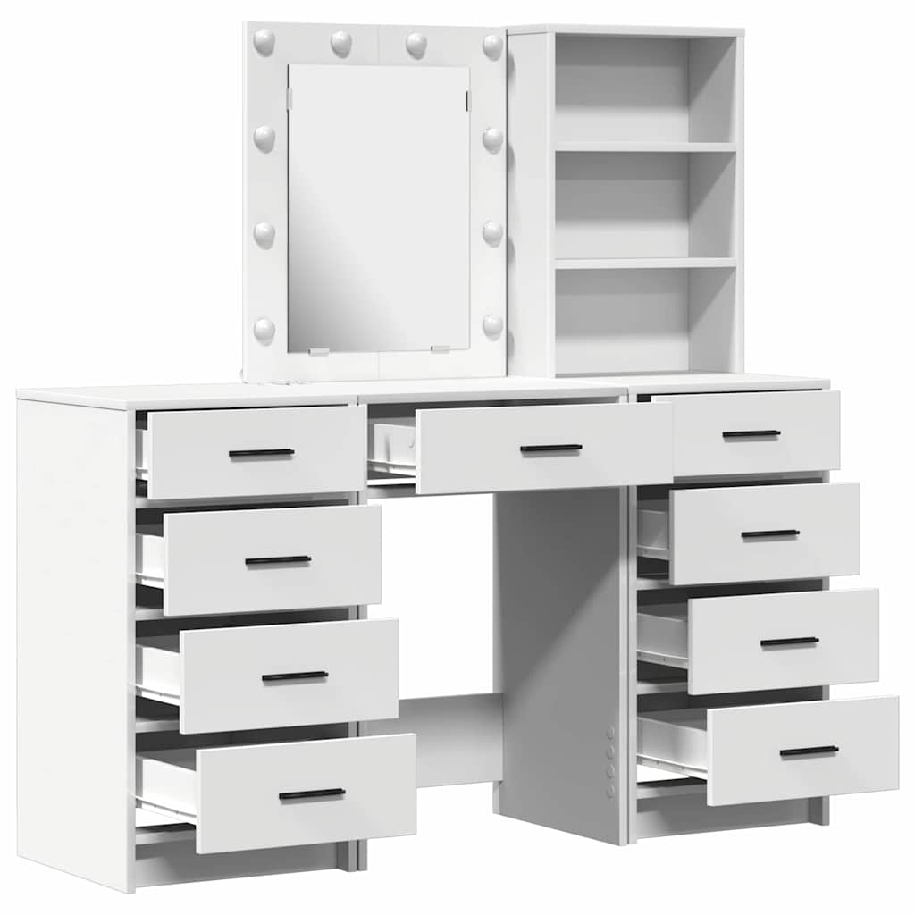 Sminkebord med skuff 3 pcs Hvit 40 x 41 x 135 cm Konstruert tre