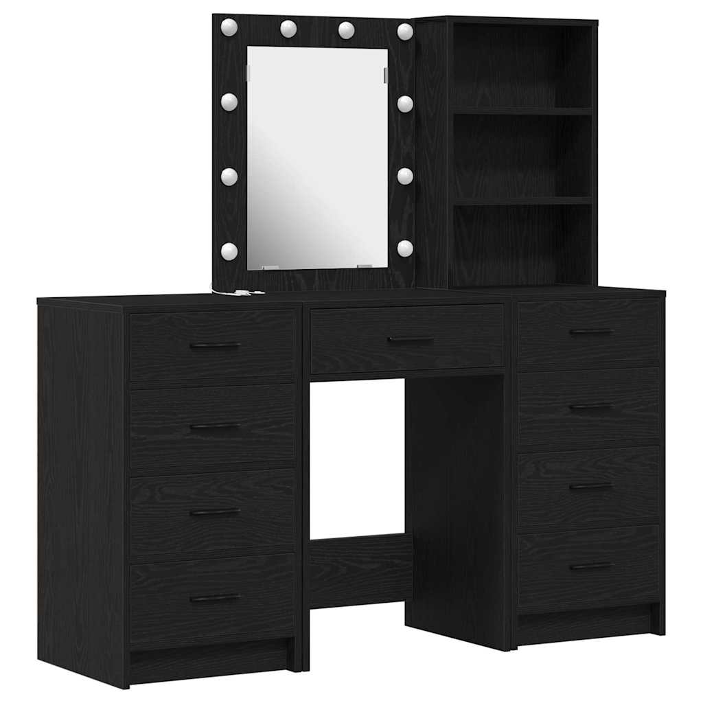 Sminkebord 3 pcs Svart 40 x 41 x 135 cm Konstruert tre