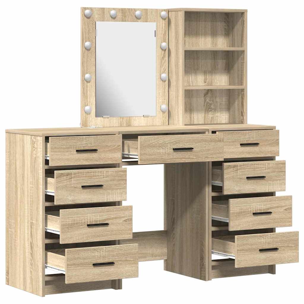 Sminkebord med skuff 3 pcs Brun 40 x 41 x 135 cm Konstruert tre