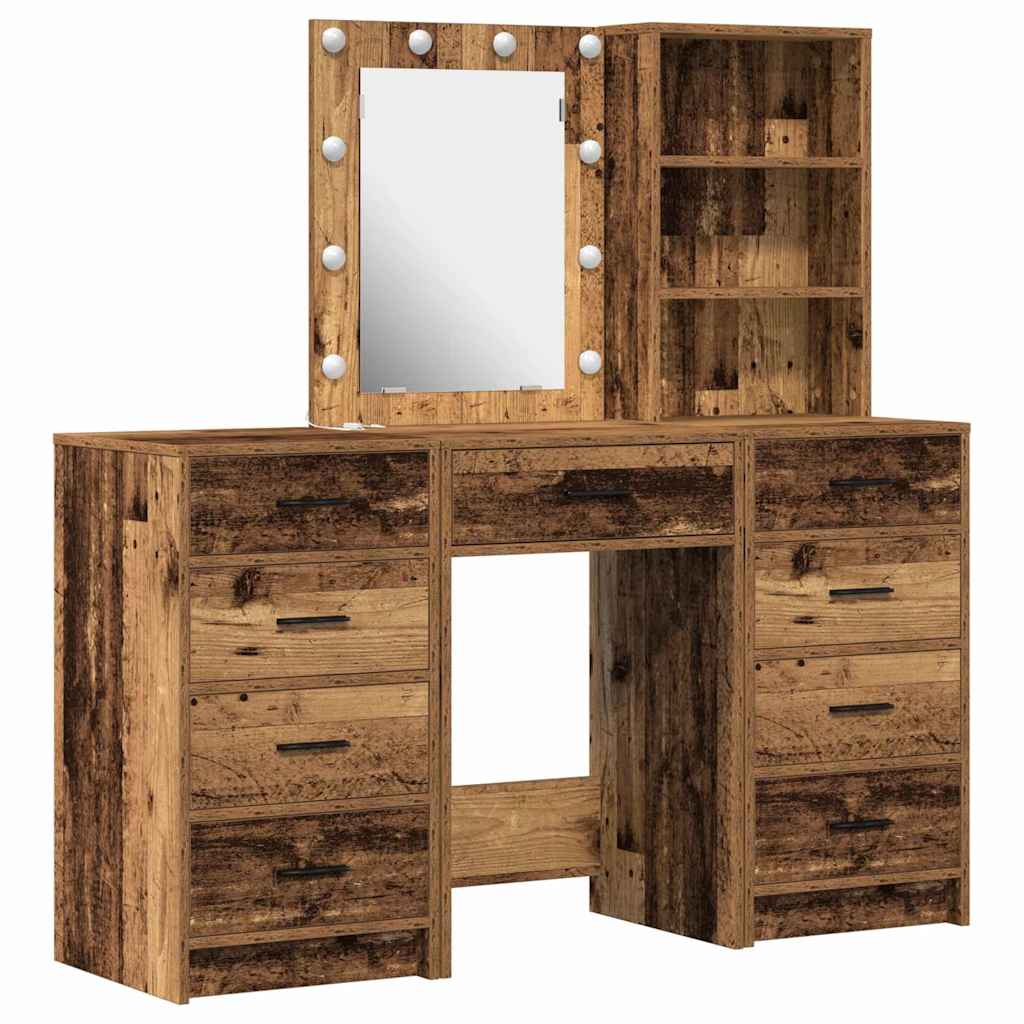 Sminkebord med skuff 3 pcs Brun 40 x 41 x 135 cm Konstruert tre