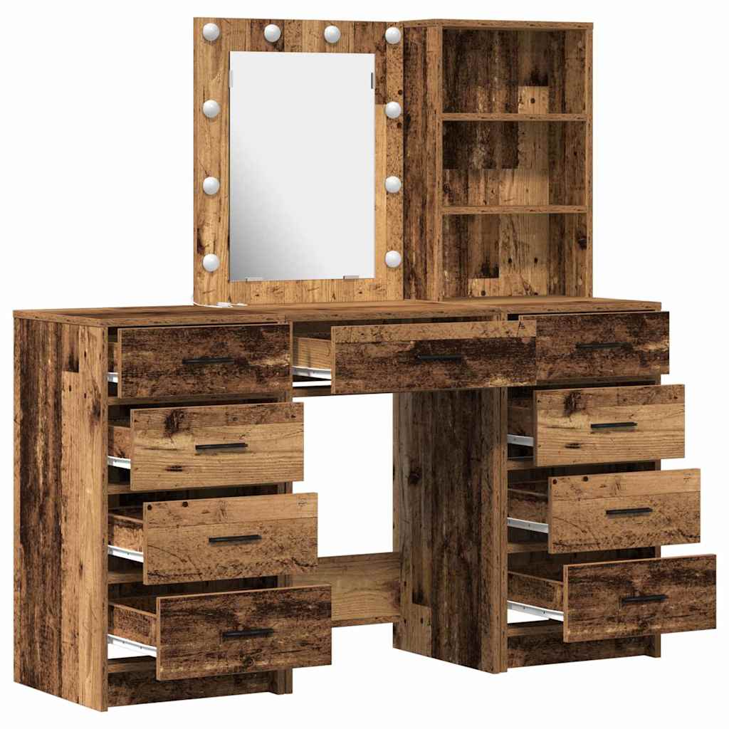 Sminkebord med skuff 3 pcs Brun 40 x 41 x 135 cm Konstruert tre